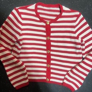 Striped Red and White Women's Sweater